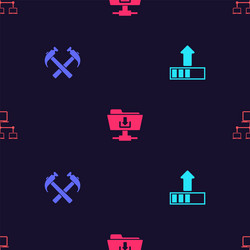set loading two crossed hammers ftp folder vector image