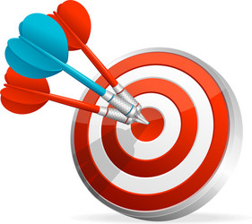 dartboard with colorful darts hitting a target vector image