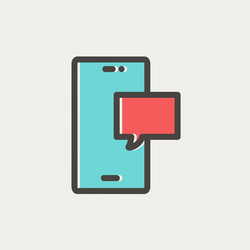 empty speech bubble in smartphone thin line icon vector image