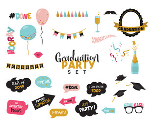 Graduation party design elements and photo Vector Image