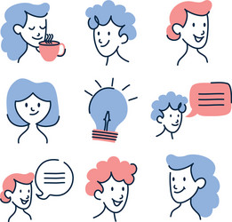 isolated doodle line fill style icon set vector image