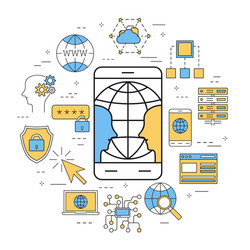 linear concept of mobile internet vector image