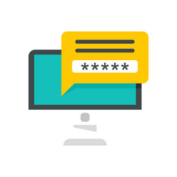secured computer password icon flat isolated vector image