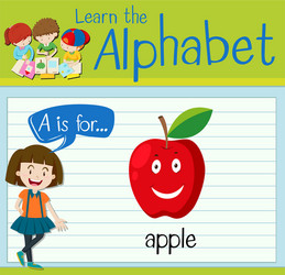 flashcard letter a is for apple vector