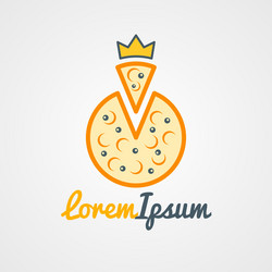 Logo template pizza with golden crown vector