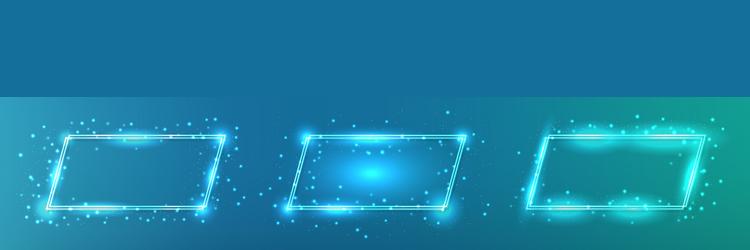 neon double rectangular frame with shining effects vector image