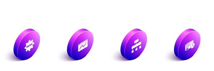 set isometric ui or ux design website statistic vector image