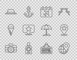 set line photo camera location on the globe vector image