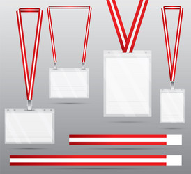 set of red lanyard and badge vector