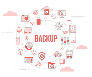 backup concept with icon set template banner vector image