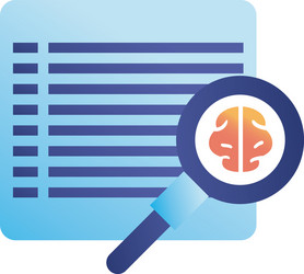 brain in lupe with document gradient style icon vector image