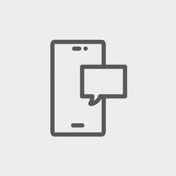 empty speech bubble in smartphone thin line icon vector