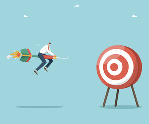 man flies on a dart straight to the target vector image