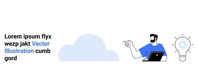 man with laptop pointing towards cloud vector image