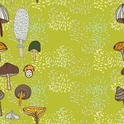 Seamless border of different mushrooms vector