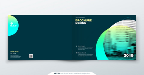 Teal brochure design horizontal cover template vector