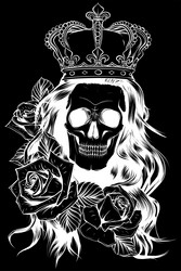 white silhouette of the queen skull with crown Vector Image