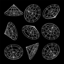 wireframe lined shapes perspective mesh 3d grid vector image