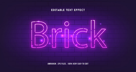 3d lines text effect with brick background vector image