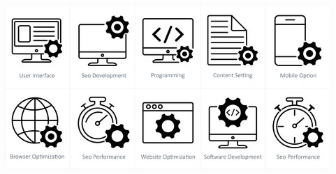 a set of 10 seo icons as user interface vector image