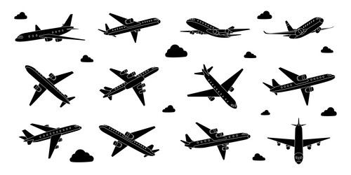 Aircraft set air transport flight symbol Vector Image