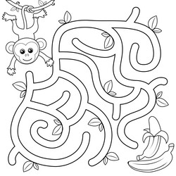 help monkey find path to banana labyrinth maze vector image
