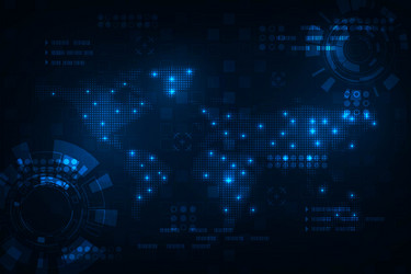 hi tech circuit technology with world map vector image
