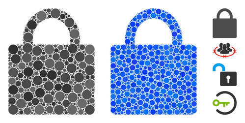 Lock mosaic icon circle dots vector