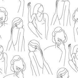 seamless pattern continuous line art vector image