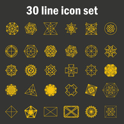 set of thirty angular abstract icons vector image