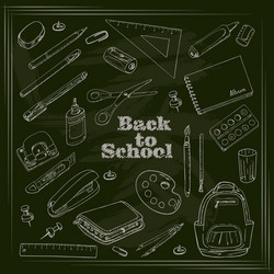 back to school - set of objects in sketch style vector image