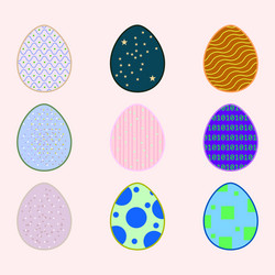 set easter eggs with different patterns vector image