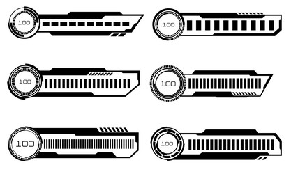 Set of hud modern loading progress bars user vector