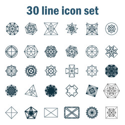 set of thirty angular abstract icons vector image