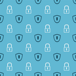 set shield with keyhole and lock on seamless vector image