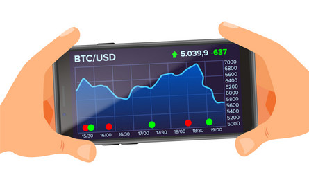 bitcoin application web charts hand vector image
