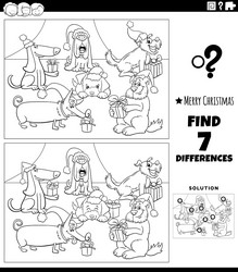 Differences game with dogs on christmas time vector