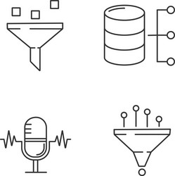 machine learning linear icons set vector