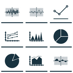 set of graphs diagrams and statistics icons vector image