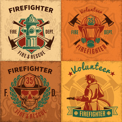 Set of fire department emblems and badges Vector Image