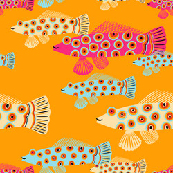 bright seamless pattern with colorful fish vector