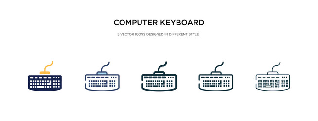 computer keyboard icon in different style two vector image
