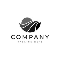 Creative ocean sun wave logo design Royalty Free Vector