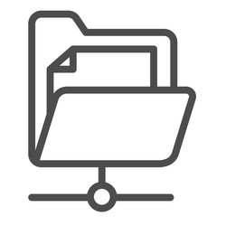 document folder and network connection file line vector image