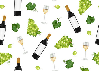 Grape Bunch Pattern with Wine vector image