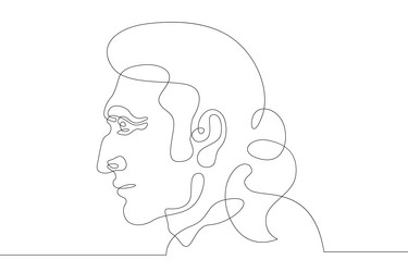 One continuous lineyoung man face profile Vector Image