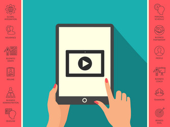 computer tablet with play button icon vector