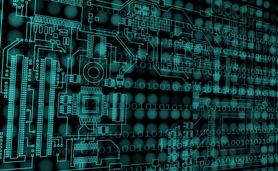 futuristic microchip processor with lights vector image