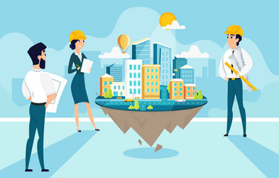 group architects create and engineering project vector image