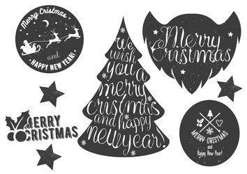 hand drawn christmas and new year decoration set vector